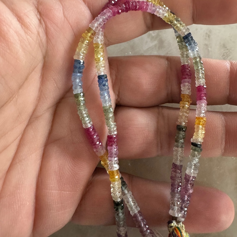 Multicolor Sapphire Beaded Bracelet Strand! Add a clasp!